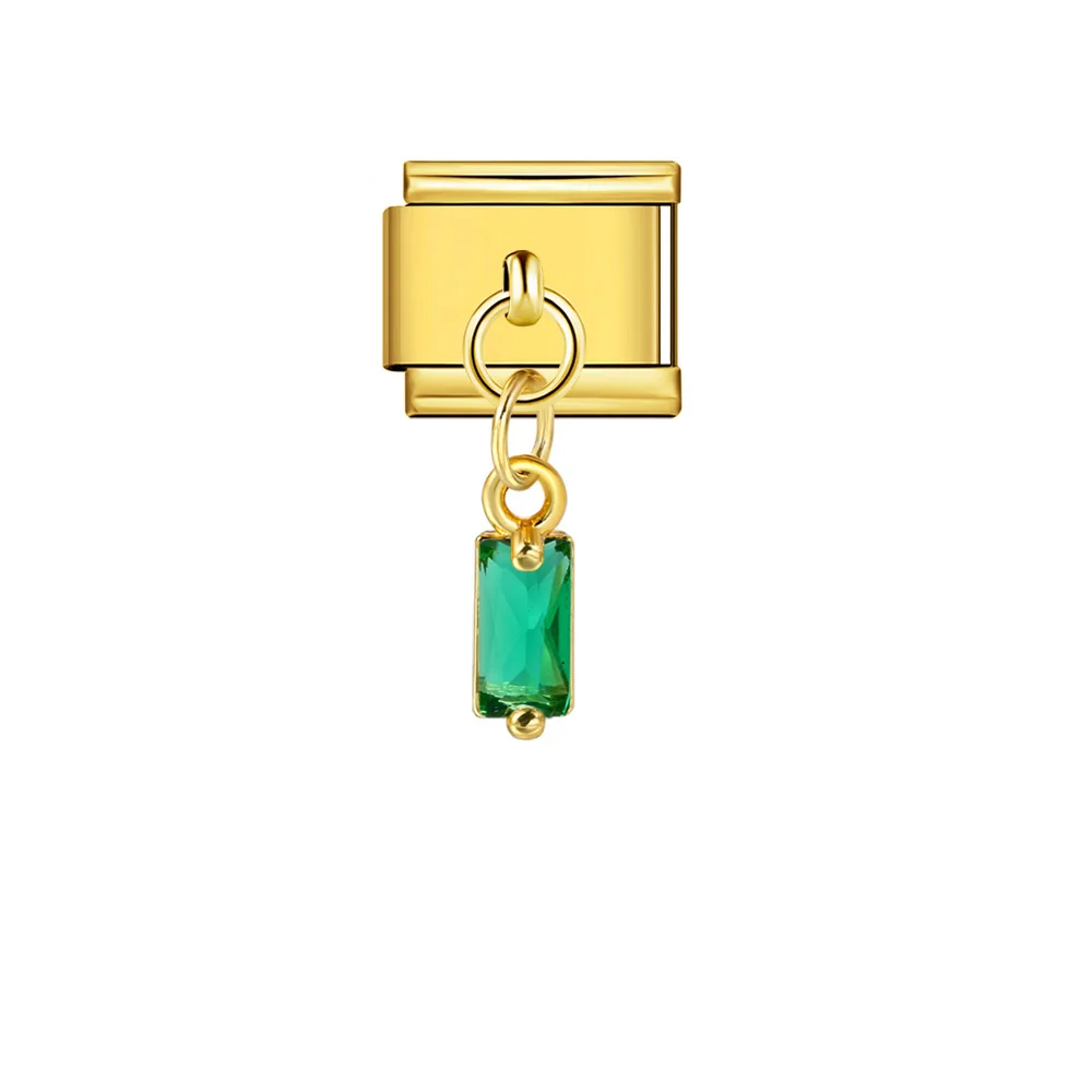 Y2k Einfarbiger Quadratischer Kristallanhänger, Italienischer Charm-Anhänger, passend für 9mm Edelstahlarmbänder, DIY-Schmuckgeschenk – Detail 8