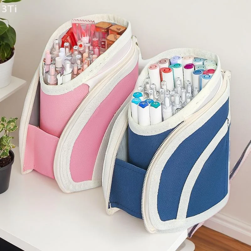 الحد الأدنى 2 في 1 حقيبة القلم قابل للسحب المحمولة الإبداعية سعة كبيرة مقلمة قابل للسحب الدائمة حامل قلم القرطاسية