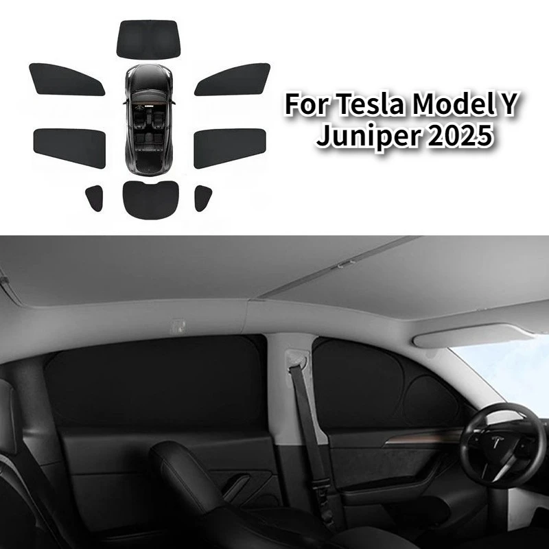 

Car Window Privacy Sunshade for Tesla Model Y Juniper 2025 Front Rear Side Window Sunshade Sun Visor Outdoor Camping Accessories