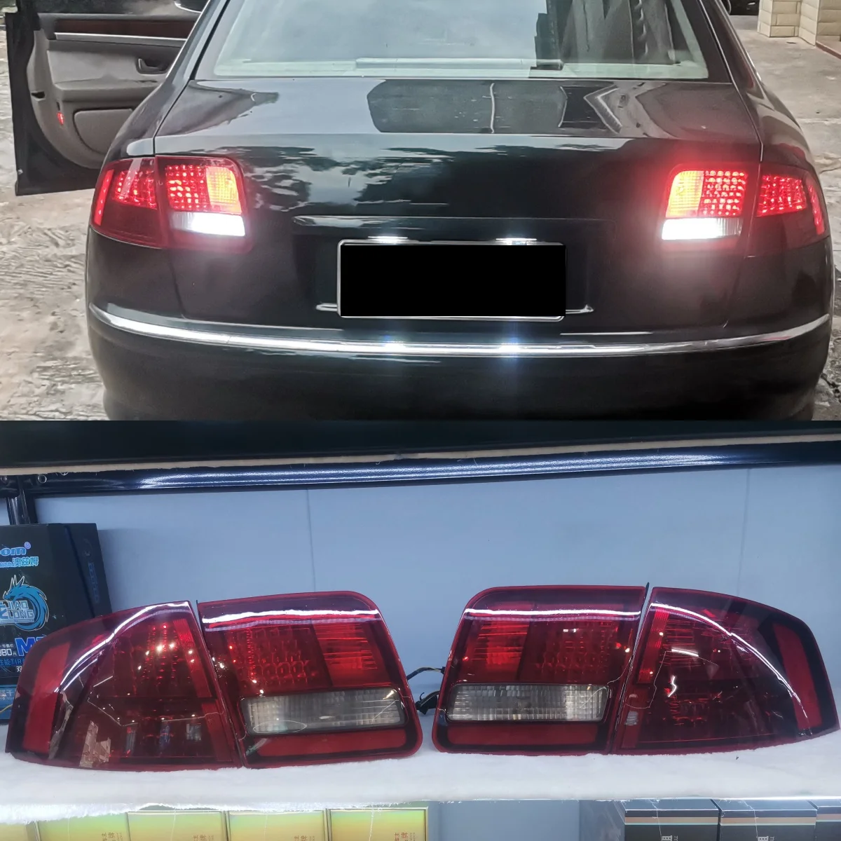 4pcs Car Tail Light for Audi A8 D3 Modified Black border Halogen Rear Taillight Brake Driving Reversing Lamp Turn Signal