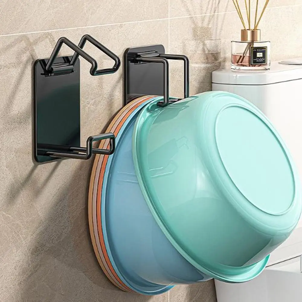 

Practical Stainless Steels Washbasin Rack No-Drill Adjustable Washbasin Holder Space Saving Black Basin Storage Hook Bathroom