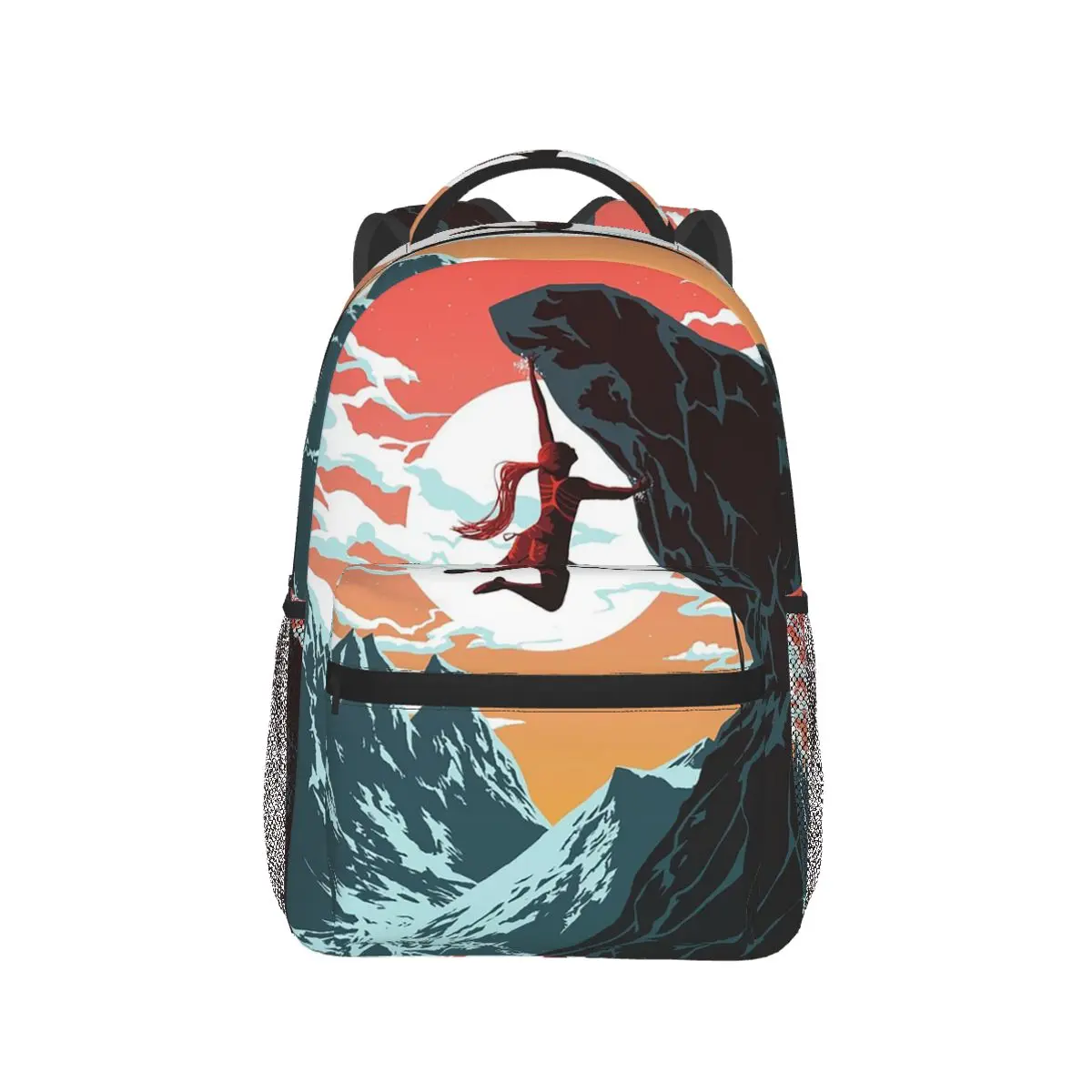 

Climbing Girl Vector Art Backpack Hot Sale Daypack Large Capacity Boys Girls BookBag School Bag Shoulder Bags for Men Women