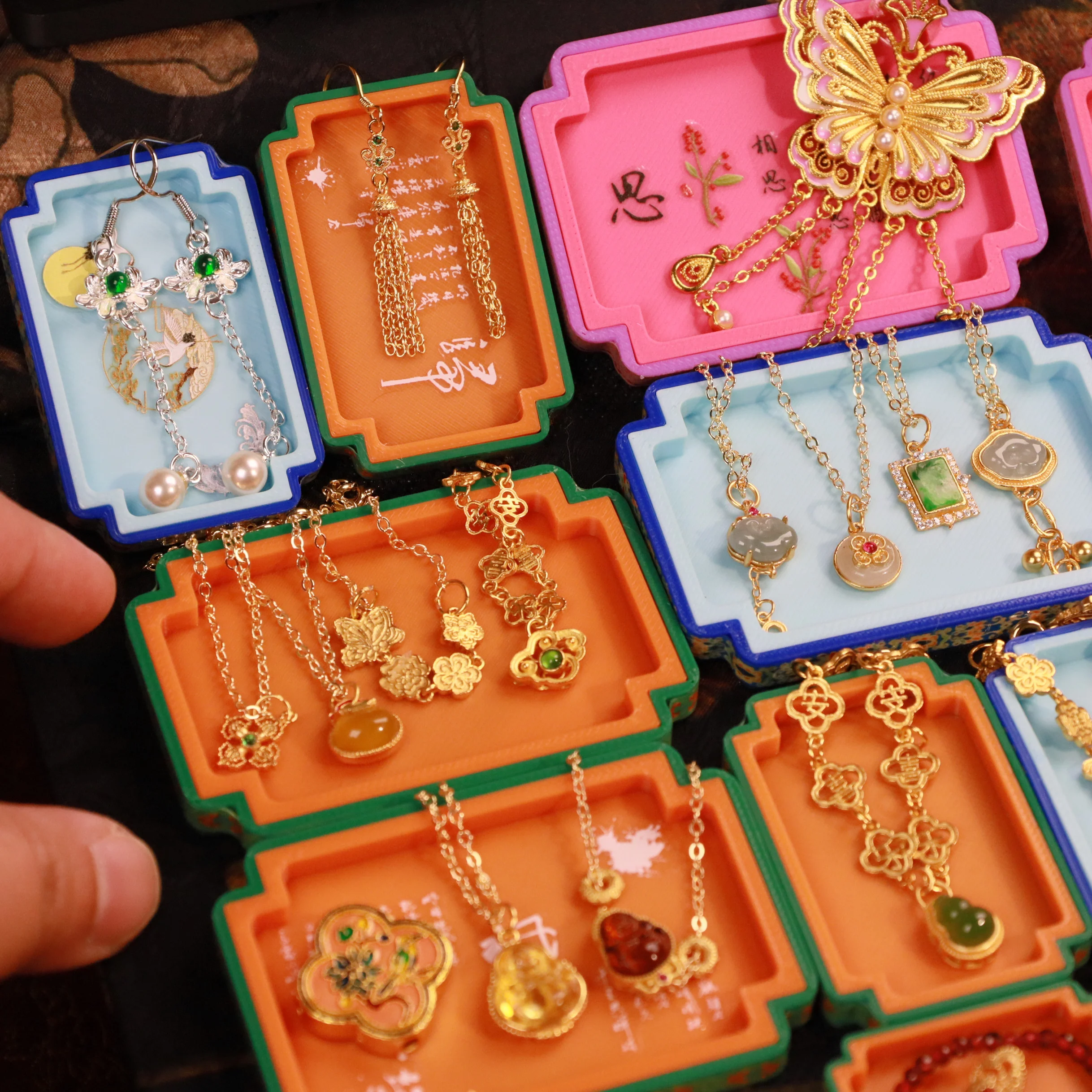 Dollhouse Chinese Wedding Jewelry BJD Ancient Style Necklace Earring Set Toy Miniature Bridal Dowry Traditional Doll Accessories