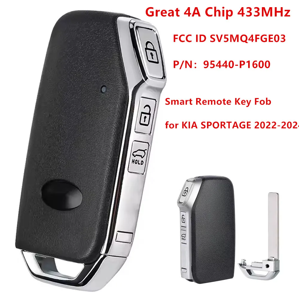 

KEYECU 95440-P1600 3-кнопочный сменный смарт-брелок дистанционного управления 433 МГц 4A чип для Kia Sportage 2022-2024 FCC ID SV5MQ4FGE03