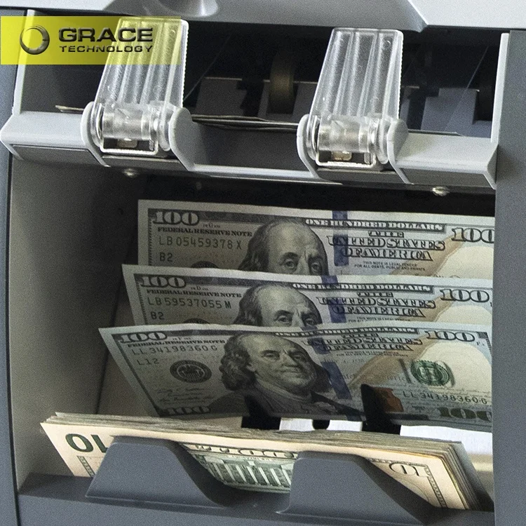 Two Pockets Bill Fitness ECB Test Professional Banknote Sorter Money Multi Currency Sorting Machine