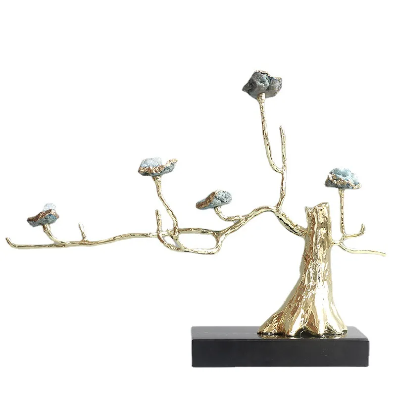 

Modern creative light luxury natural crystal stone ornament living room wine cabinet entrance desktop home soft decoration