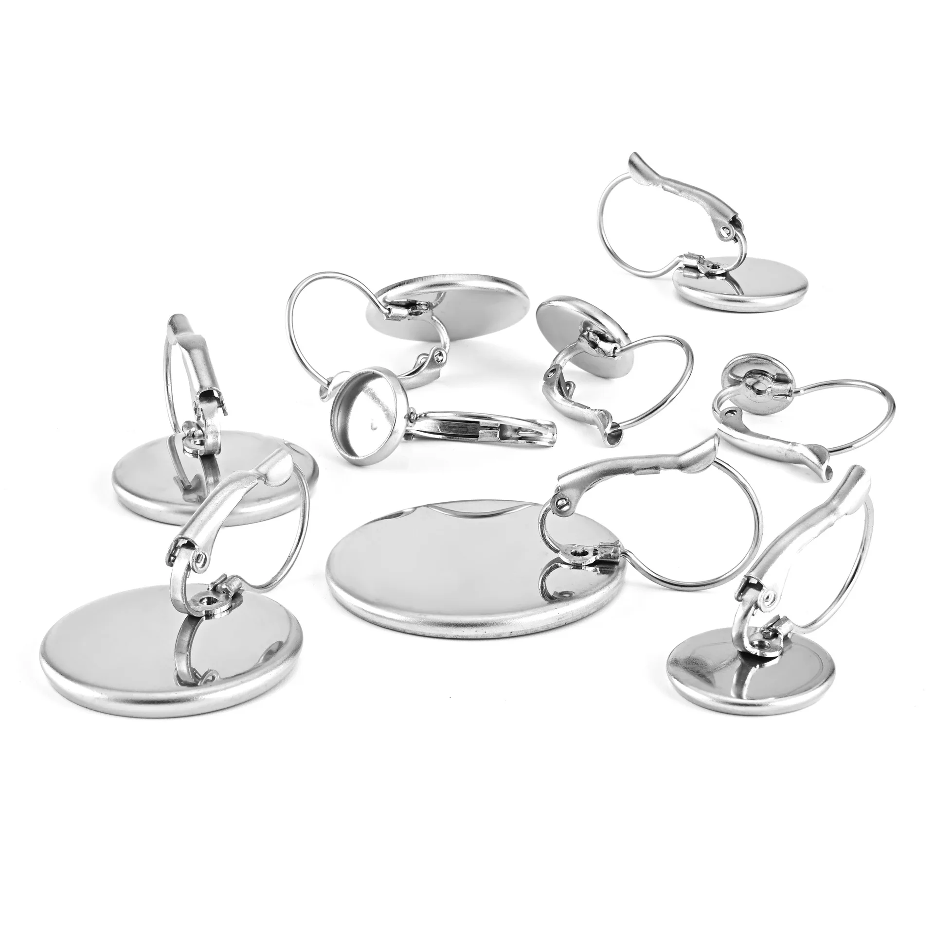 الكلاسيكية الفولاذ المقاوم للصدأ الوقت جوهرة Diy مجوهرات أقراط إعدادات الملحقات جميع الحجم للاختيار 6 مم إلى 25 مم #2