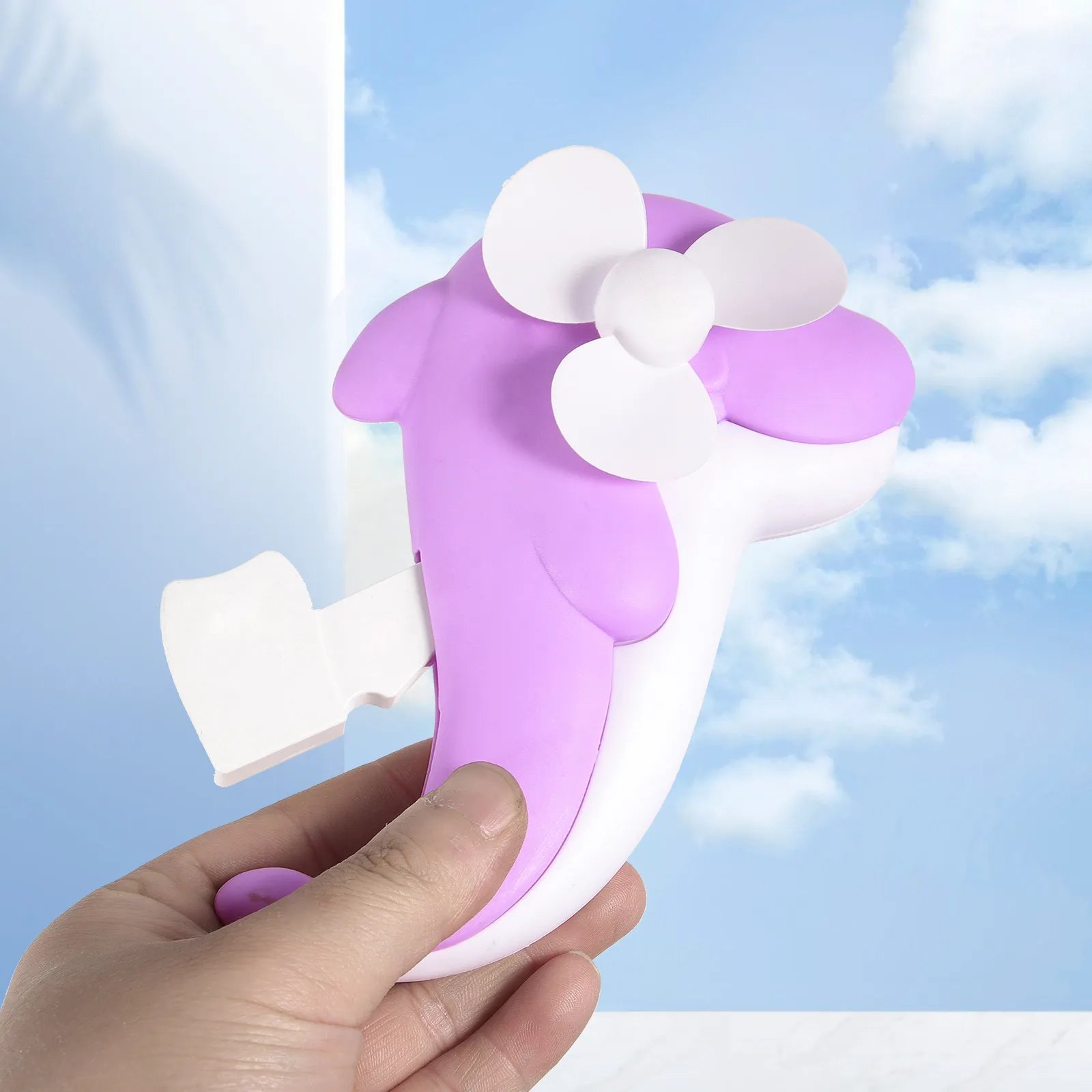 

2Pcs Handheld Mini Fans Dolphin Shape Portable Hand Press Summer Cooling Fun Gift for Kids Hand Press Fan Handheld Fan