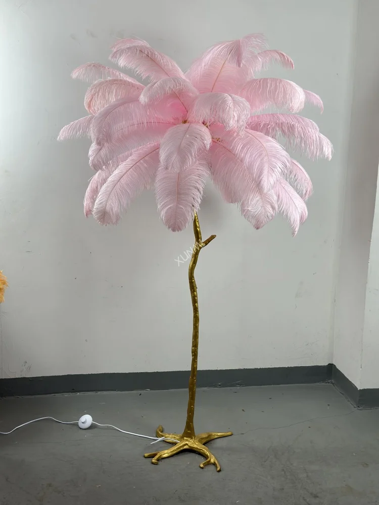 Nordic Feather Floor Lamp Indoor Light Luxury Living Room Home Decor Bedside Sofa Vertical Light E27 Standing Light Fixtures - view 6