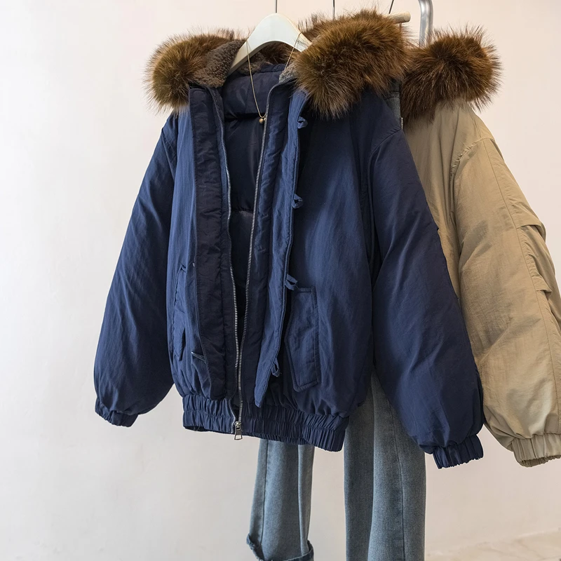 

Женская осенне-зимняя меховая куртка с капюшоном, женская верхняя одежда, толстые длинные хлопковые подкладки, тонкие короткие парки, женское укороченное пальто
