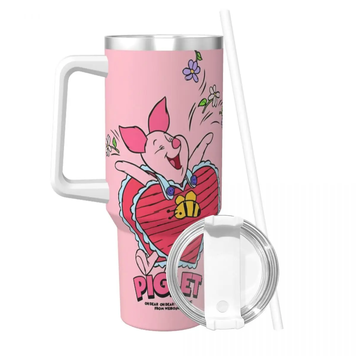 Winnie The Pooh Piglet Tumbler Cold and Hot Water Bottle Portable Stainless Steel Thermal Cups Printed Travel Mugs Cup