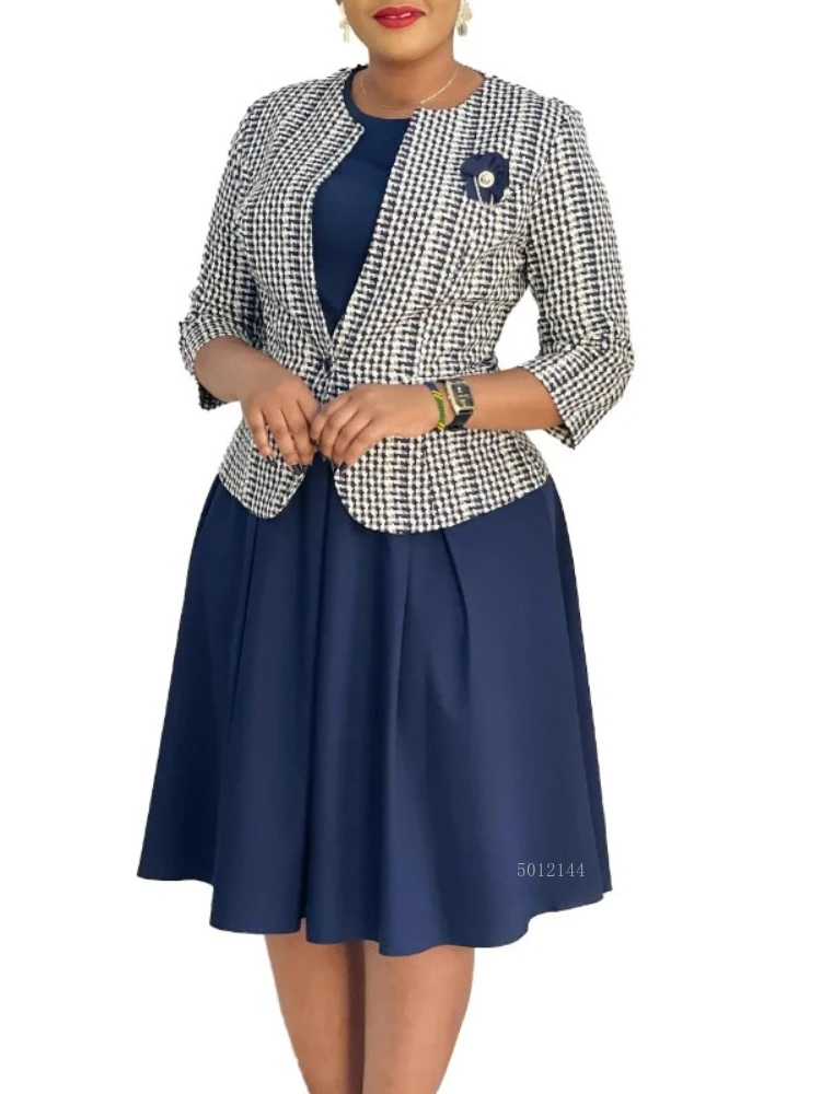 

Африканские платья Dashiki для женщин, осенне-зимняя мода, африканское облегающее платье миди с рукавами 3/4, пальто, женская африканская одежда