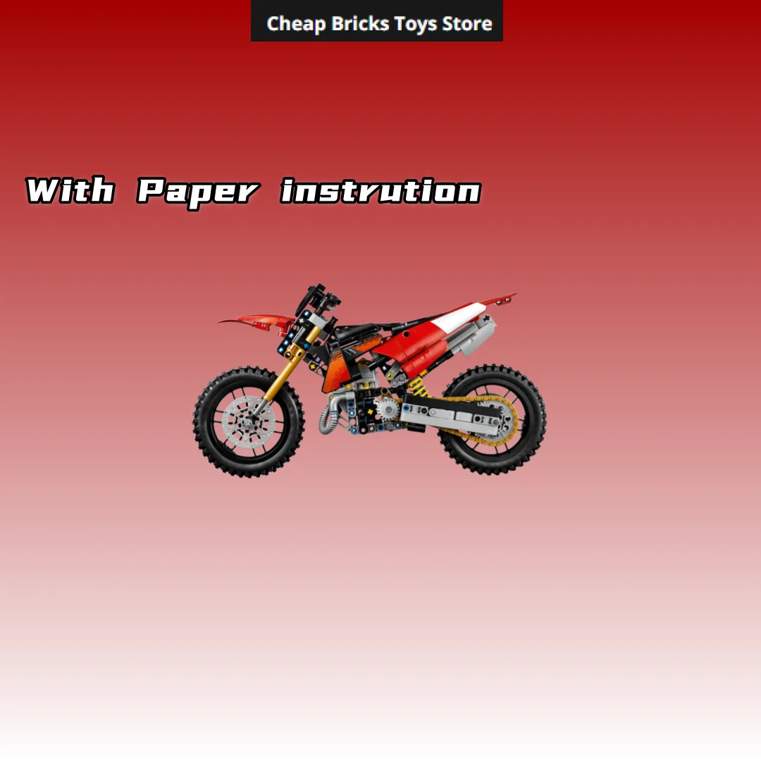 457pcs Off Road Motocross Dirt Bike Model Building Blocks Bricks Technical Racing Motorcycle Christmas Toy for Family Decor Gift