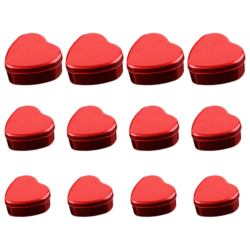 

12 Pcs Heart Shaped C y Tin Boxes Red Tinplate Jars Cookies Storage Decorative Party Favors Christmas Wedding Gifts