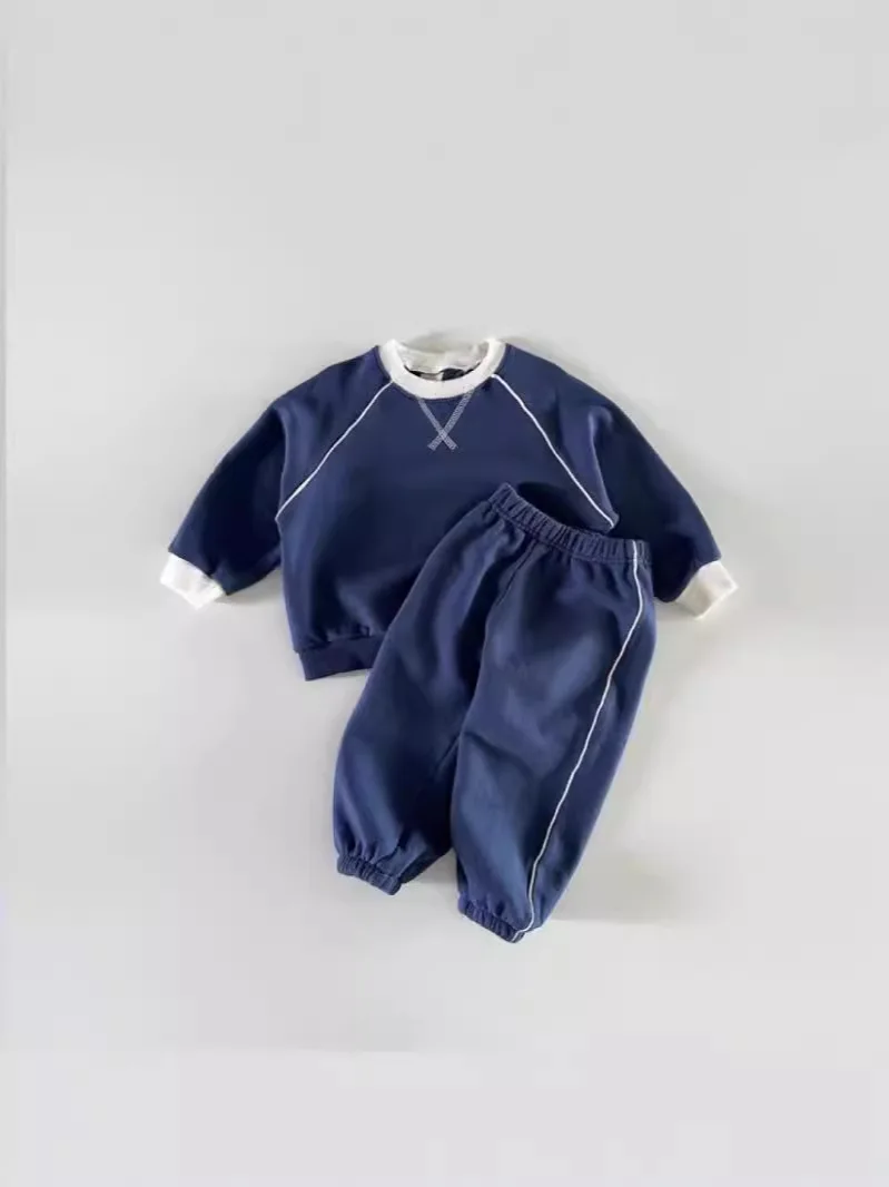 2025 herbst Neue Baby Langarm Kleidung Set Jungen Mädchen Casual Sweatshirt + Hosen 2 stücke Anzug Solide Kinder Kleinkind lose Outfits