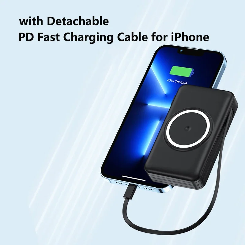 

Магнитный внешний аккумулятор емкостью 20000 мАч, настенное зарядное устройство переменного тока, беспроводное зарядное устройство для IPhone Magsafe Powerbank, портативный внешний запасной аккумулятор