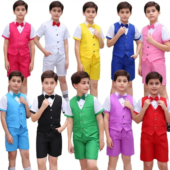 LOLANTA Kids Boys Vest Suits Child Formal Clothes Sets Chorus Piano Performance Outfits Multicolor Party Dresswear