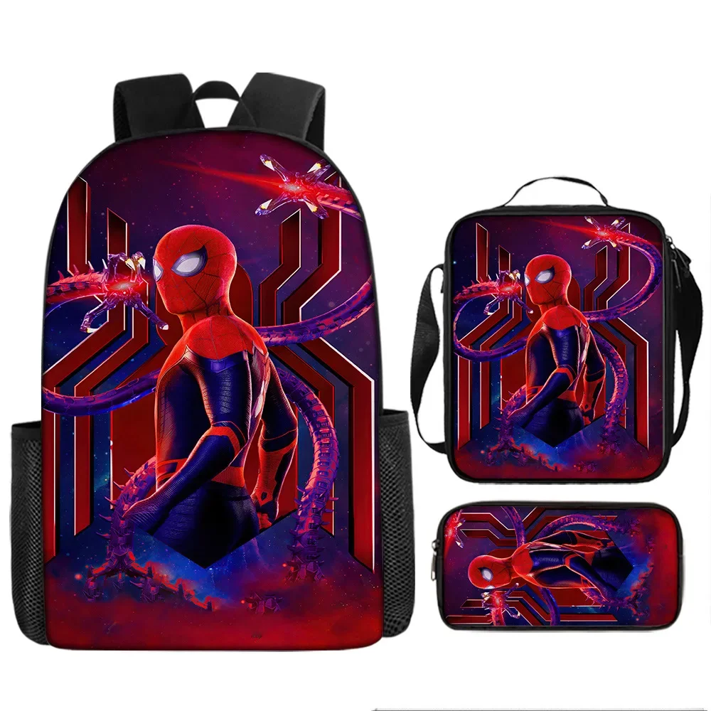 MINISO Disney Marvel Superhero Spider Man Colorful Backpack with Lunch Bag Rucksack Casual School Bag for Boys Student 3pcs Sets