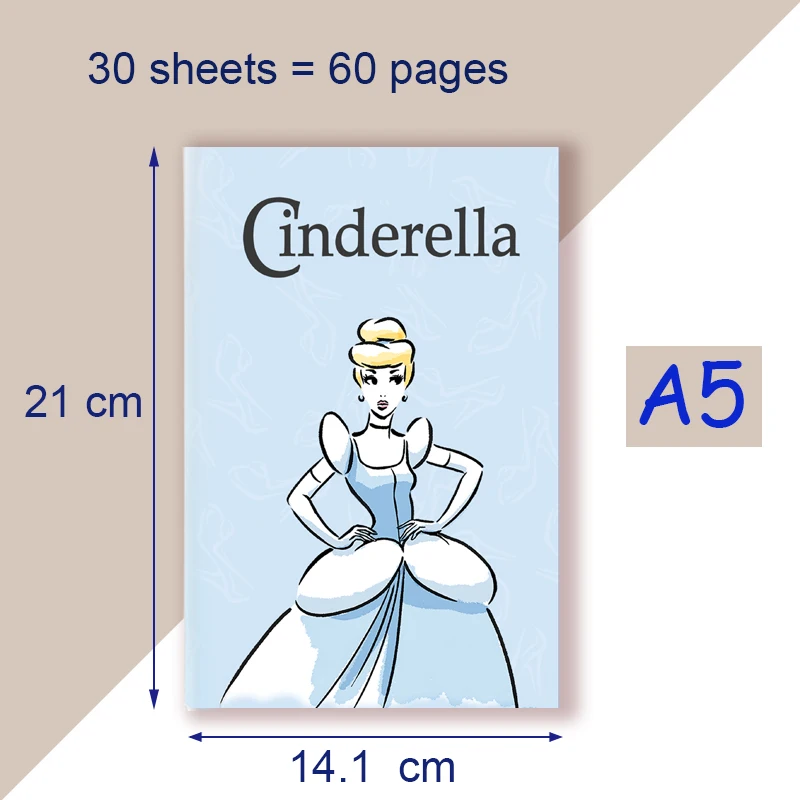 Quaderno con filo A5 Disney Princess - Alice biancaneve Belle cenerentola-Dress taccuino blocco per scrivere Memo per i fan regali Cosplay