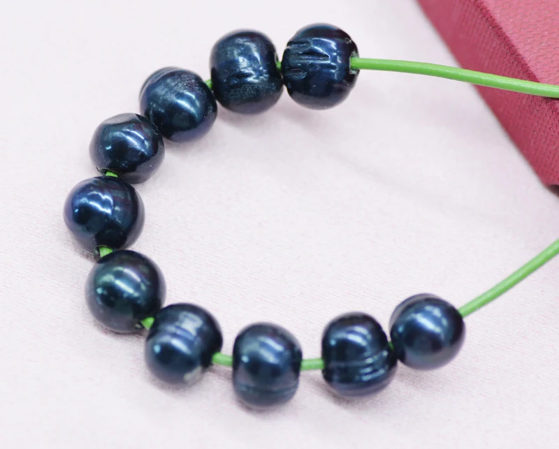 AA High-Quality Natural Freshwater Pearls, 2.0 mm LargeHoles, 100Pcs Loose Beads, 9-10 mm Black Button Pearls, Pearl Beads