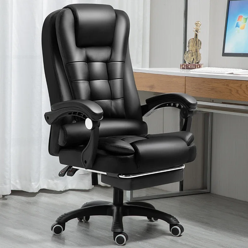 

Metalic Waterproof Chair Leather Comfortable Designer Rolling Chair Computer Massage Modern Chaise De Bureaux Salon Furniture