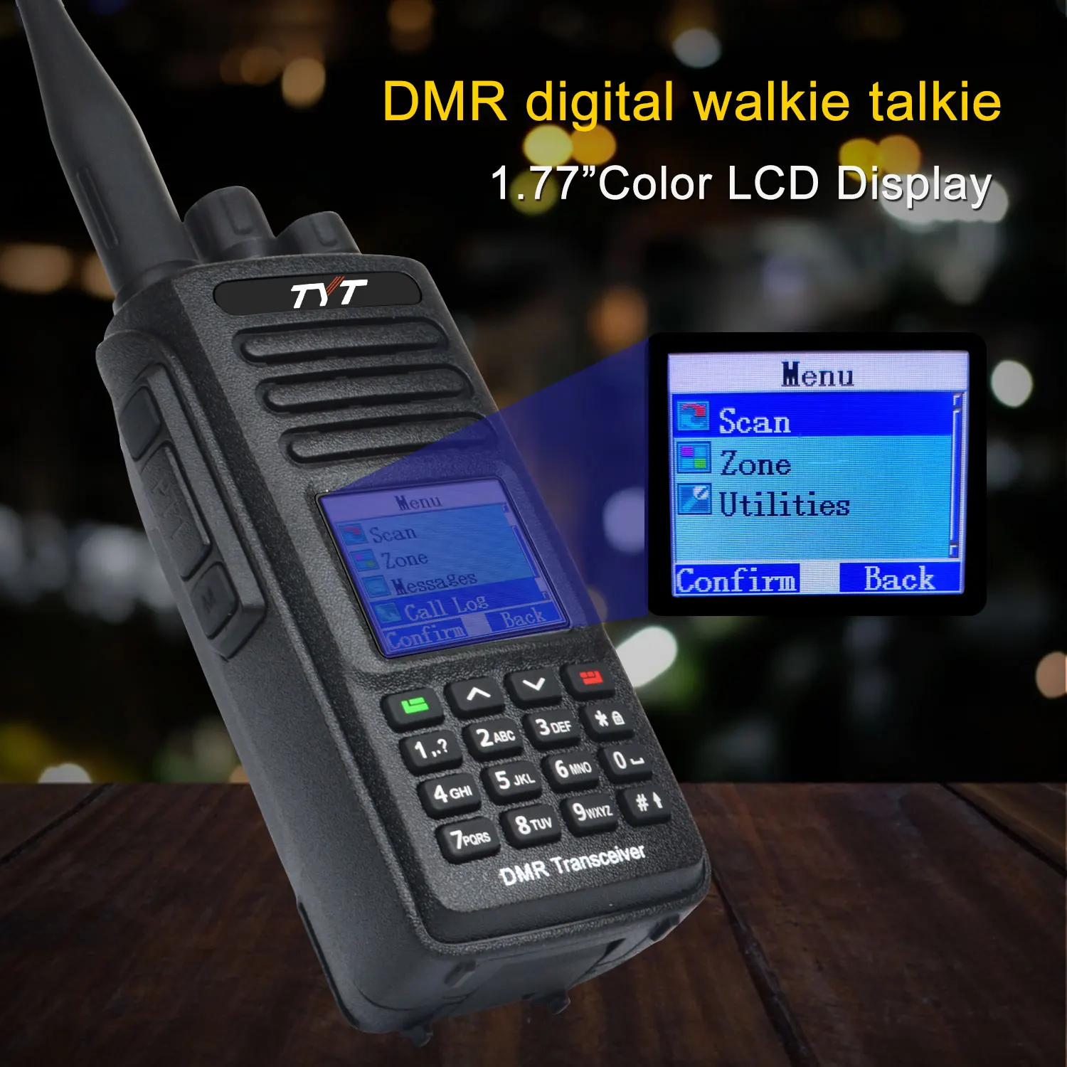 TYT MD-UV390 10W IP67 Wateroof Record VHF UHF Dual Band AES256 Encryption DMR Digital Walkie Talkie with USB-C 2800mAh Battery