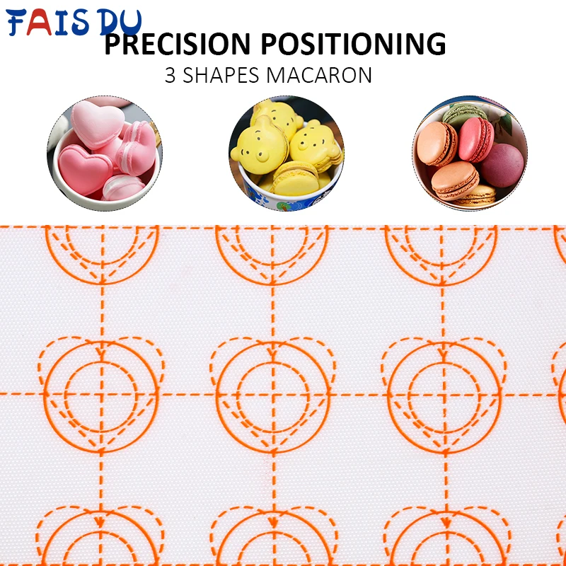 FAIS DU 파이 뒤 마카롱 실리콘 베이킹 매트, 비 스틱 쿠키 패드, 퐁당 베이크웨어, 오븐, 홈 케이크, 페이스트리 도구, 롤링 반죽 매트 