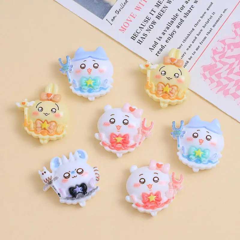 

20pcs/set Cute Magic Chiikawa Hachiware Usagi Momonga Magic Cartoon Handmade DIY Cream Glue Resin Accessories Jewelry Materials