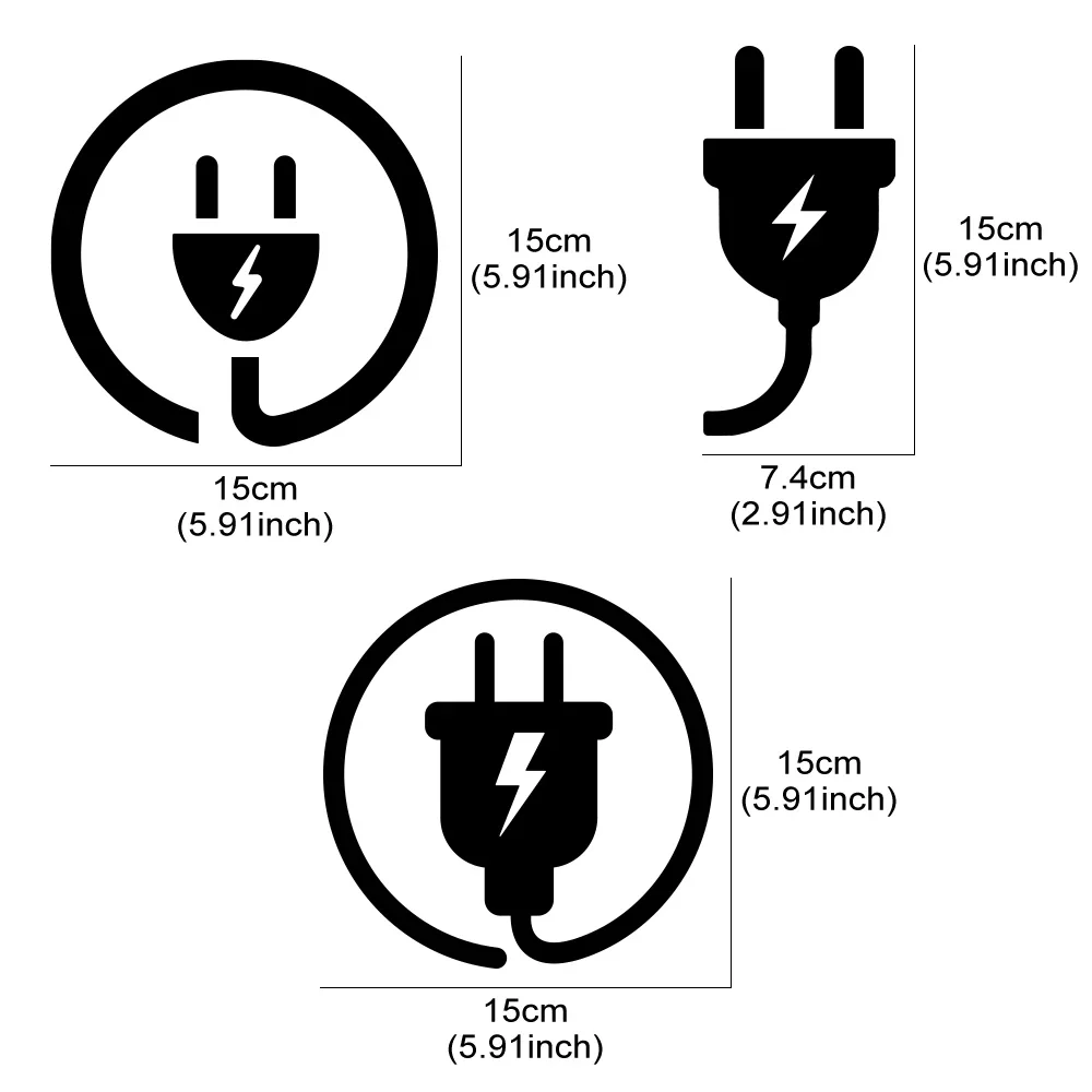 Electric Plug Lightning Sign Vinyl Sticker, Creative Personality Graphic Decal, Auto Tuning Decor Accessories for EV Car