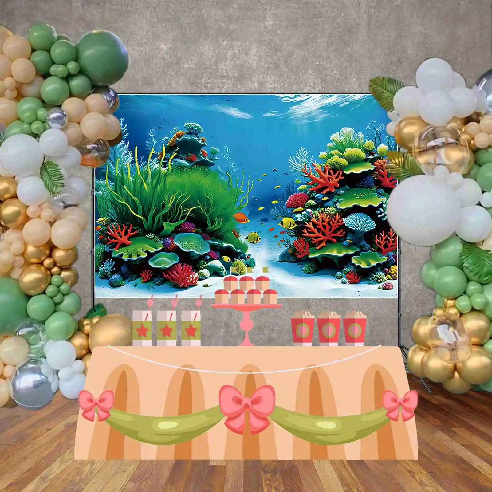 MOON.QG Summer Sea Water Holiday background Boy Red Coral Green Grass Blue Ocean sfondi decorazione per feste forniture per fotochiamate