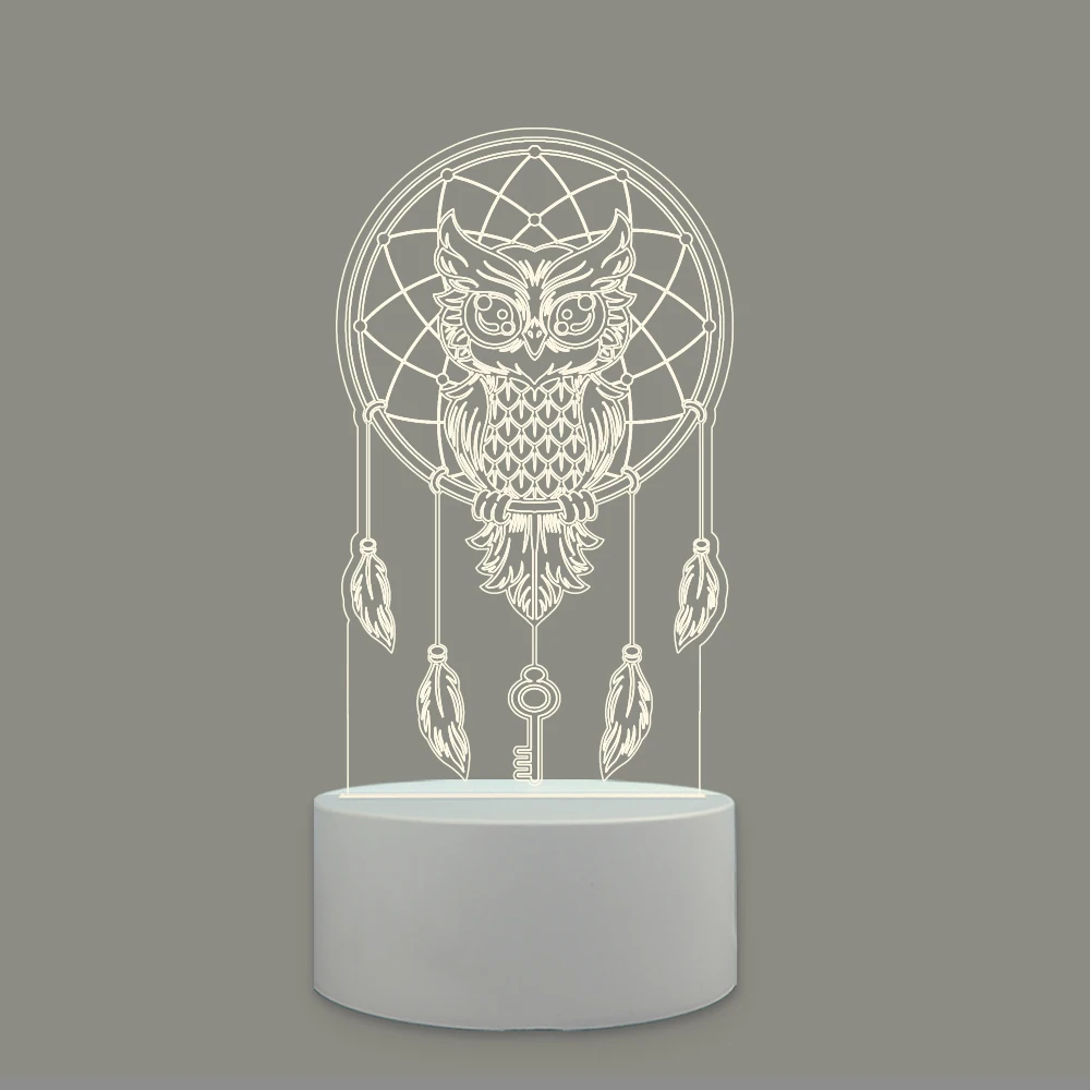 Veilleuse hibou 3D pour décor de chambre à coucher, cadeau d'anniversaire