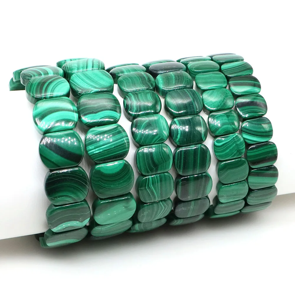 

Green Malachite Chrysocolla Bracelet Stretch Rectangle Beads Natural Healing Stones Genuine Crystal Bangle For Women Men Jewelry