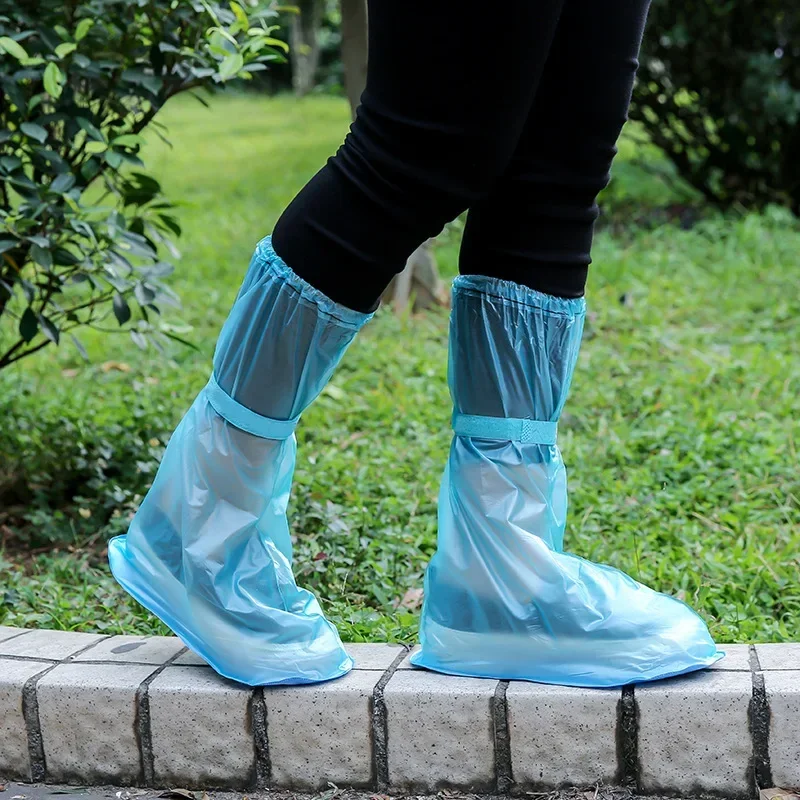 1PC Waterproof Reusable Thicken Protector High-Top Anti-Slip Shoes Boot Cover Unisex Ribbon Rain Shoe Cover Rain