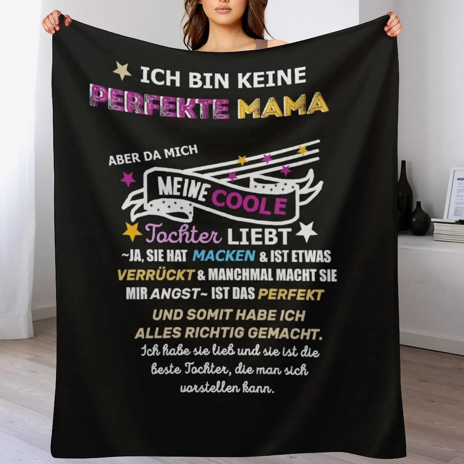 

Not a perfect mom daughter saying Throw Blanket Giant Sofa Softest Fashion Sofas Bed linens Blankets