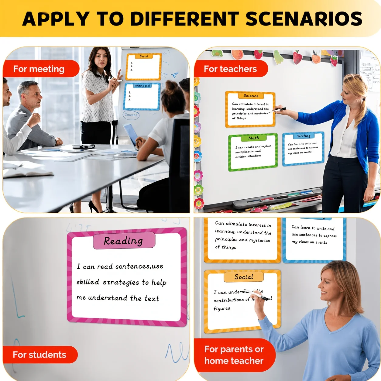 Reusable Magnetic Writing and Erasing Paper for Classroom Organization Charts—perfect for Setting Classroom Goals.