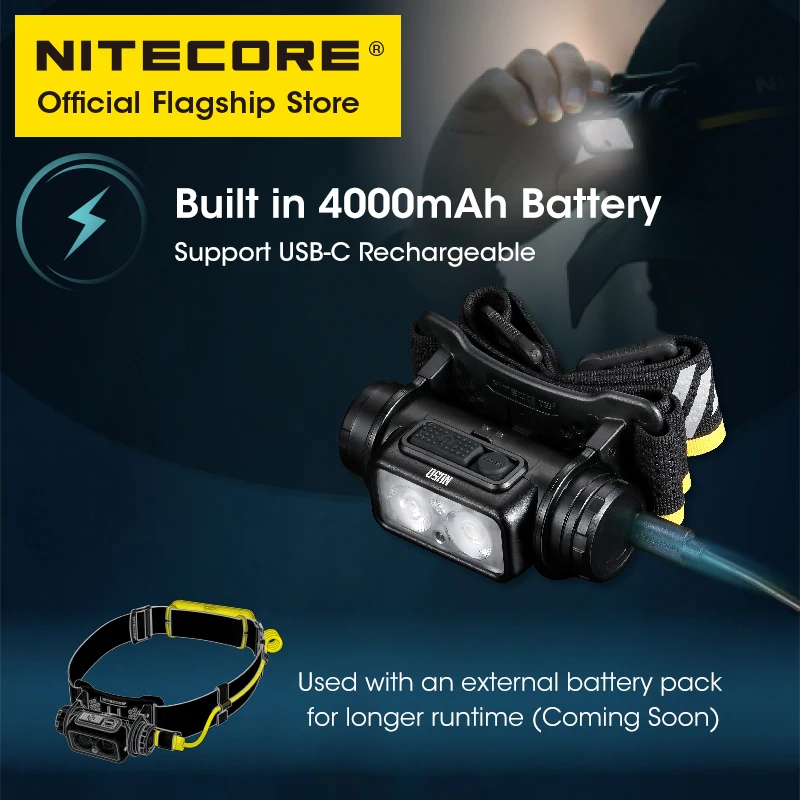 NITECORE NU50 USB-C Rechargeable Headlamp Running Cycling Work Fishing Trekking Headlight 1400 Lumens, Built in 21700 Battery