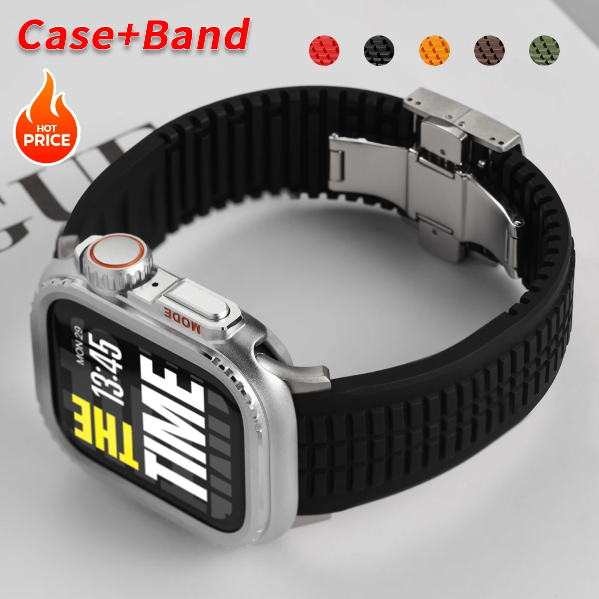 

Чехол + ремешок для Apple Watch Ultra 49 мм 45 46 44 мм Спортивный силиконовый металлический чехол для IWatch Series 10 9 8 765 Защитный браслет в рамке