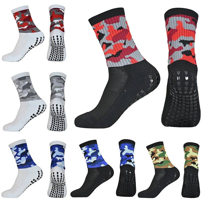 

2024 Men Football Soccer Socks Anti Slip Non Slip Grip Pads for Football Basketball Sports Cycling Grip Socks