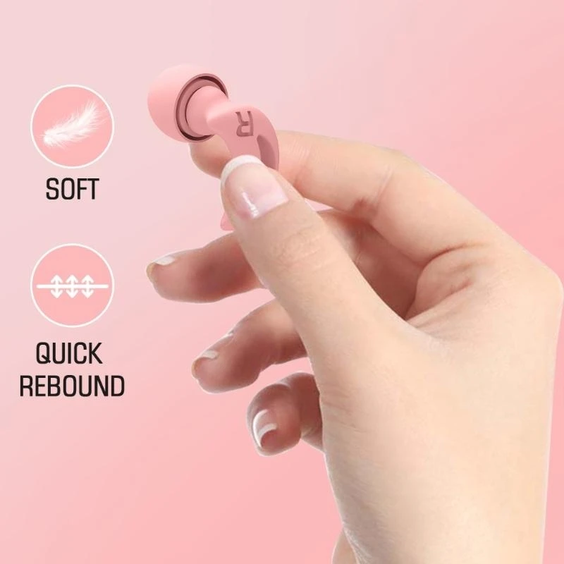 103F Reusable Ergonomic Comfortable Noise Reduction Earplugs in Soft Silicone Suitable for Peaceful Sleep & Quiet Environment