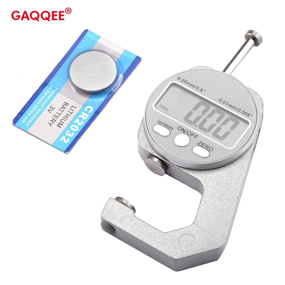 Digital Display Thickness Gauge Zinc Alloy Electronic LCD Micrometer Metric Imperial Wall Thickness Measurement Tools 0-10/20mm