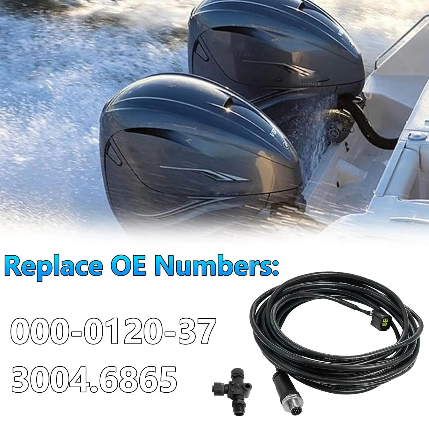 كابل واجهة المحرك NMEA2000 مع موصل T لياماها خارجي 2006 وأحدث، استبدال #   000-0120-37, 3004.6865-4