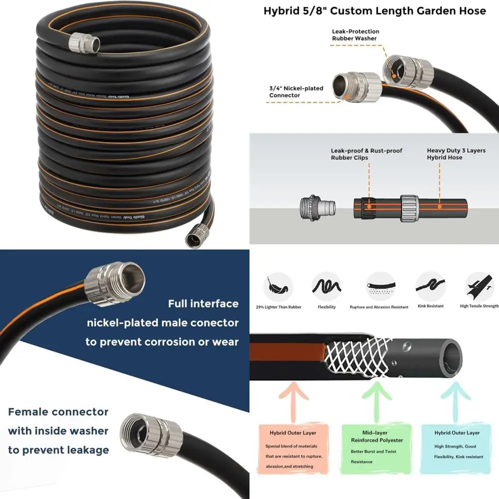 

Сверхмощный гибкий садовый шланг без узлов длиной 100 футов, нестандартной длины, герметичный, прочный резиновый водяной шланг для наружного использования