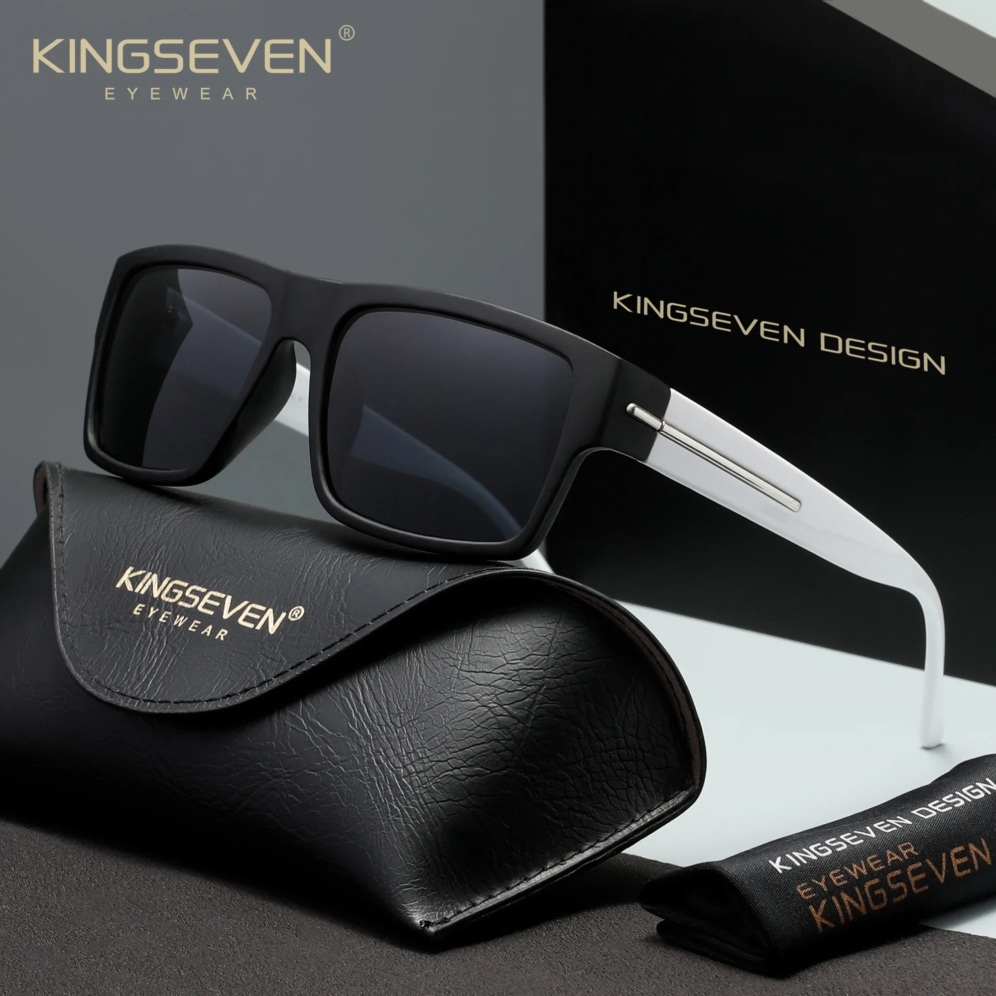 KINGSEVEN Classic Fashion Sunglasses High Quality Square Design Anti-glare UV400 Glasses Unisex Polarized Driving Shades Eyewear