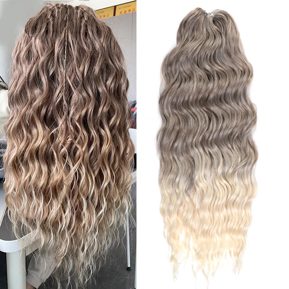 Anna Hair Synthetic Loose Deep Wave Braiding Extensions 24 Inch Water Wave Braid Hair Ombre Blonde Twist Crochet Curly Hair 150g