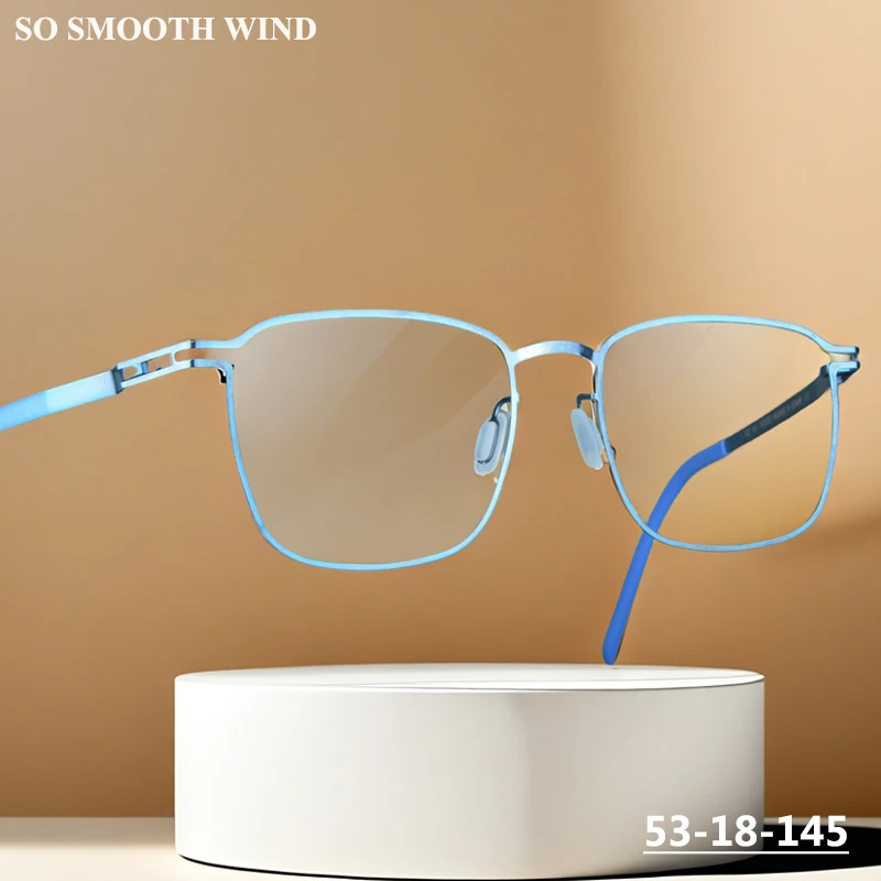 

Square Colorful Glasses Frame Handmade Screwless Men Purple Eyeglasses Ultralight 7g Women Spectacle Makeup Eyewear Rim No Fade