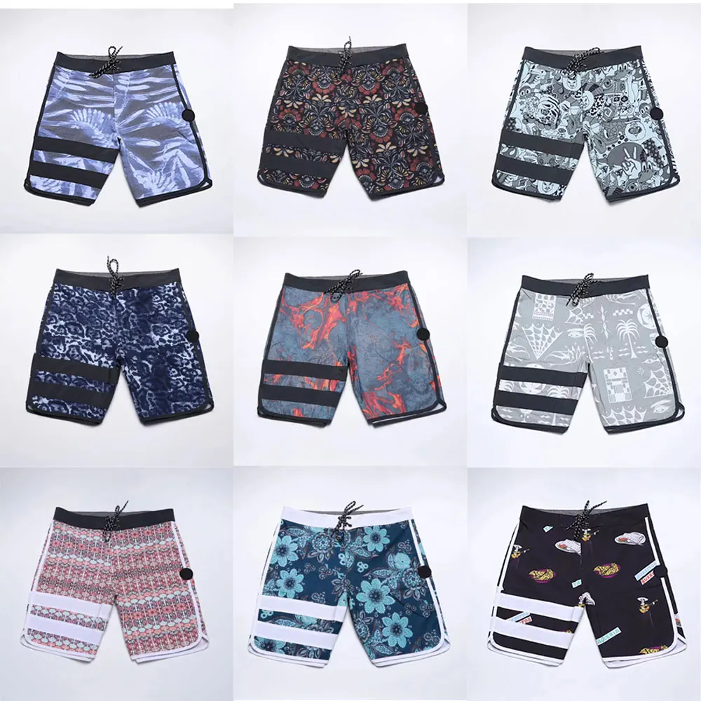 New Fashion Tiki Printed Mens Beach Shorts Bermuda Boardshorts High Quality 4-way Stretch Quick dry Swimwear Surf Swim Trunks