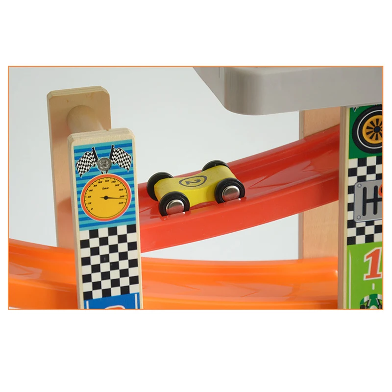 ملحقات سيارات السباق المنزلقة على المسار الخشبي الصغير، سيارة سباق خشبية تعمل بالقصور الذاتي، هدايا ألعاب للأطفال