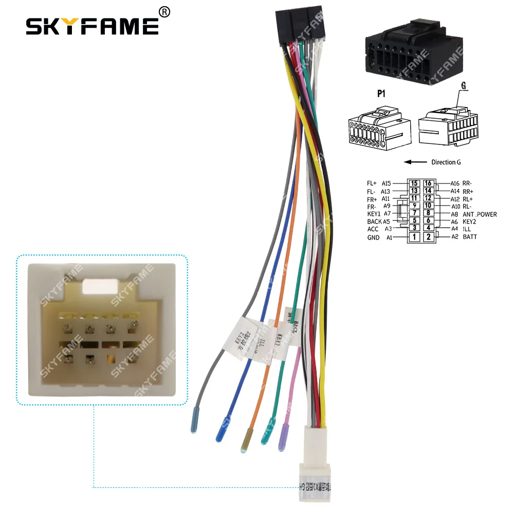 مهايئ الأسلاك تسخير الأسلاك 16pin للسيارة من skyألبوم لجيلي فيجن يوانجينغ X1 2017 كابل طاقة راديو أندرويد