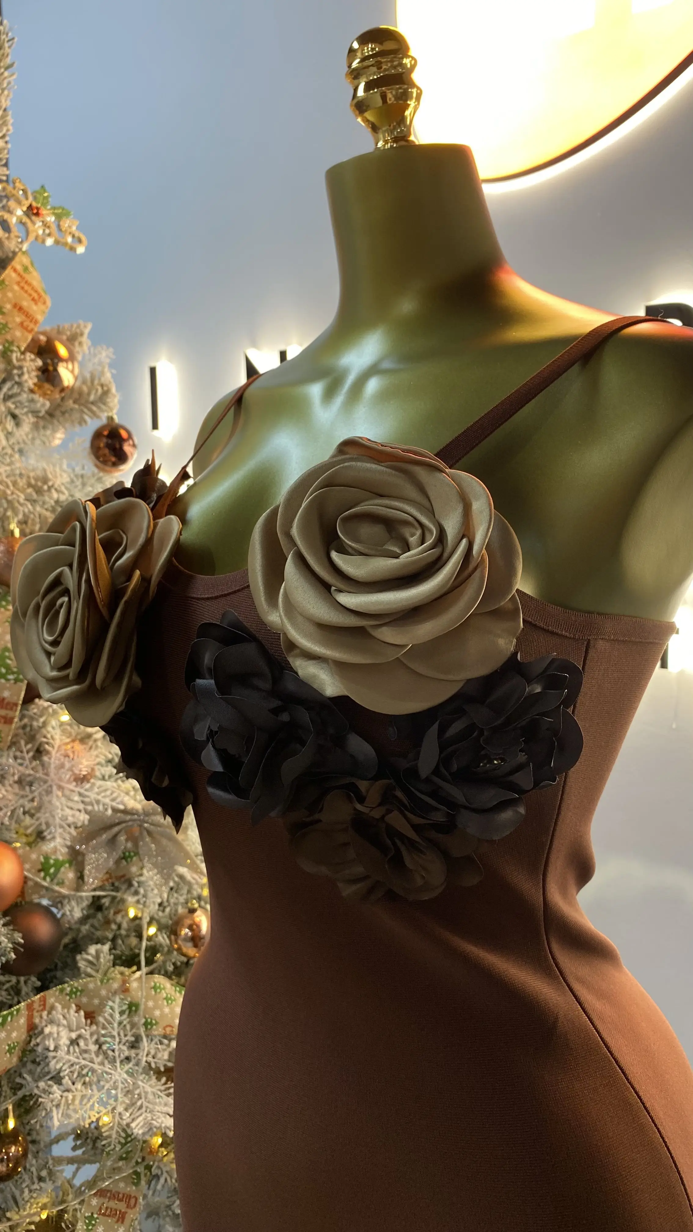 3D flower evening gown women 2025 spaghetti strap ankle length straight African formal prom dress custom made-GZMM437