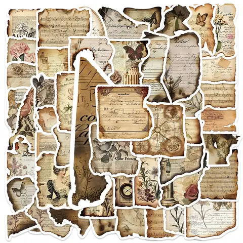 50 Uds. De pegatinas de papel quemadas Vintage, álbum de recortes creativo histórico, diario basura, Collage, proveedores de manualidades DIY